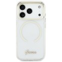 Etui Guess IML Script Metal MagSafe do iPhone 17 przezroczysty
