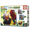 Zestaw 4 Puzzli Educa Dino Spidey 12 Części 16 Części 20 Części 25 Części (4 Sztuk)