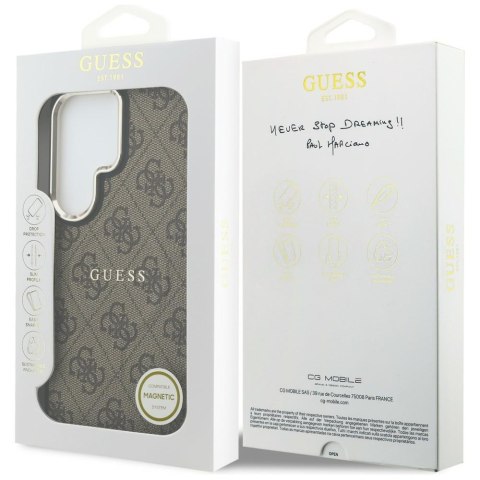 Etui Guess 4G Embossed Ring MagSafe do Samsung Galaxy S26 Ultra brązowy