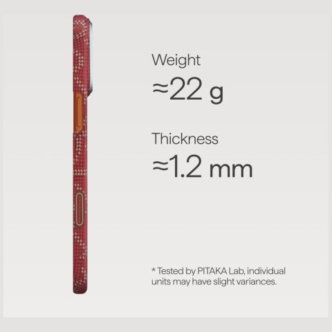 Etui PITAKA Ultra-Slim Monogram MagSafe do iPhone 17 Pro Max złoto czerwony
