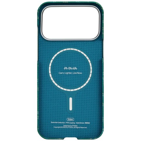 Etui PITAKA Ultra-Slim Monogram MagSafe do iPhone 17 Pro złoto zielony