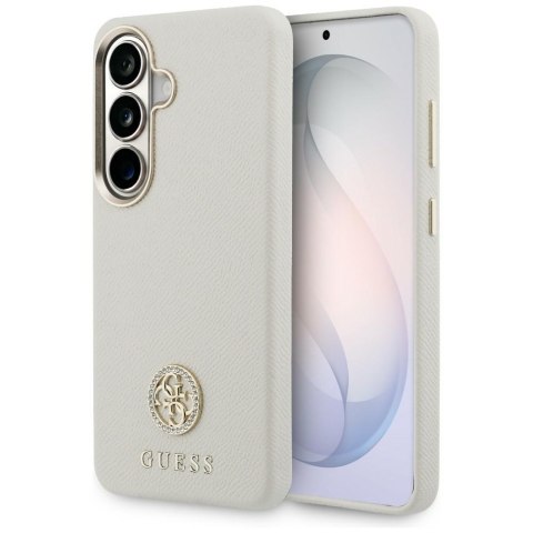Etui Guess Rhinestone Round Logo MagSafe do Samsung Galaxy S26 beżowy