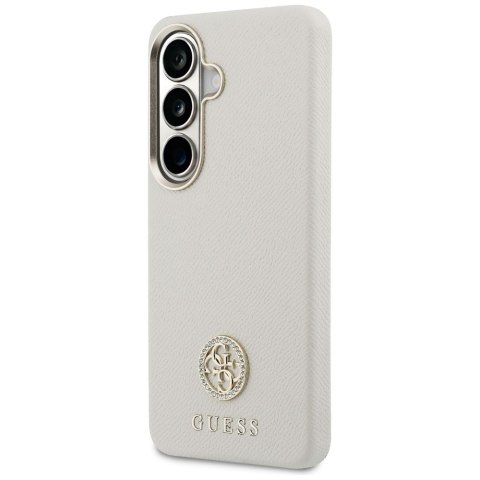 Etui Guess Rhinestone Round Logo MagSafe do Samsung Galaxy S26 beżowy
