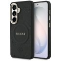 Etui Guess Saffiano Peony Embossed Ring MagSafe do Samsung Galaxy S26 czarny