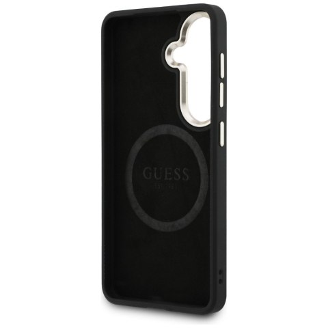 Etui Guess Saffiano Peony Embossed Ring MagSafe do Samsung Galaxy S26 czarny