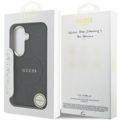 Etui Guess Saffiano Peony Embossed Ring MagSafe do Samsung Galaxy S26 czarny
