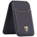 Magnetyczny portfel Lamborghini D1 Genuine Leather MagSafe Stojak na telefon pomarańczowy