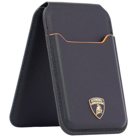 Magnetyczny portfel Lamborghini D1 Genuine Leather MagSafe Stojak na telefon pomarańczowy