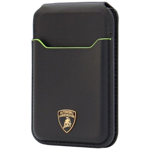 Magnetyczny portfel Lamborghini D1 Genuine Leather MagSafe Stojak na telefon zielony