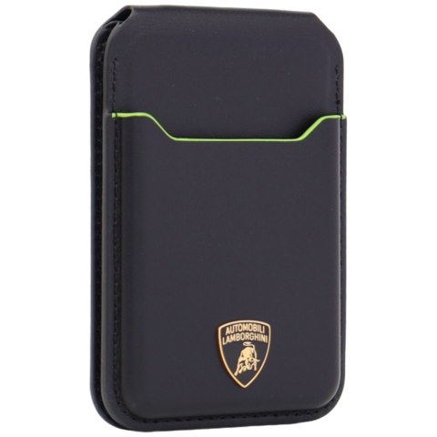 Magnetyczny portfel Lamborghini D1 Genuine Leather MagSafe Stojak na telefon zielony