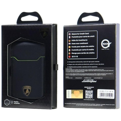 Magnetyczny portfel Lamborghini D1 Genuine Leather MagSafe Stojak na telefon zielony