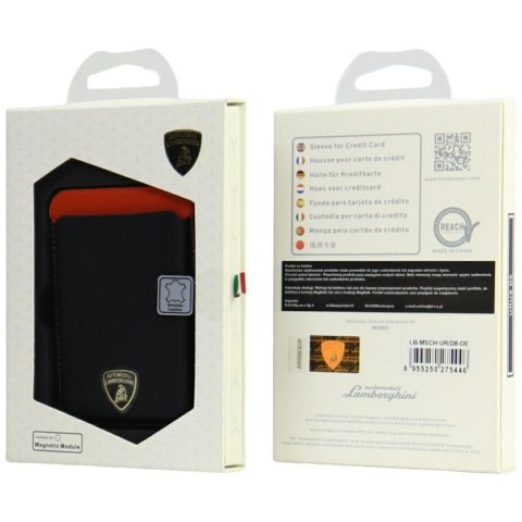 Magnetyczny portfel Lamborghini Urus D8 Genuine Leather MagSafe pomarańczowy
