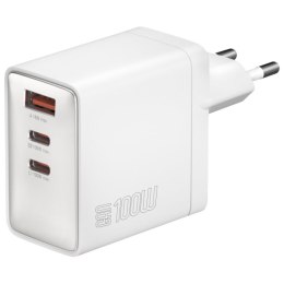 Ładowarka sieciowa 4smarts Pocket GaN 100W 2xUSB-C + USB-A biały