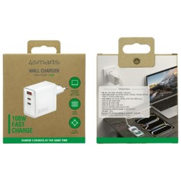 Ładowarka sieciowa 4smarts Pocket GaN 100W 2xUSB-C + USB-A biały