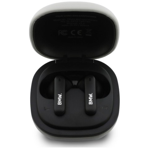 Słuchawki Bluetooth TWS BMW Leather Metal Logo ENC taupe