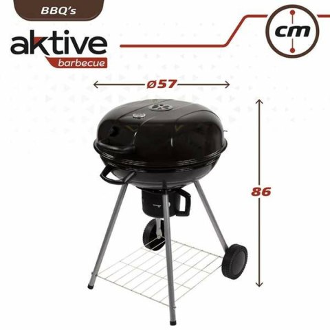 Grill Węglowy na Kólkach Aktive Textilene 57 x 86 cm Czarny