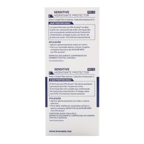Nawilżający krem do twarzy Nivea Men Sensitive Spf 15 75 ml