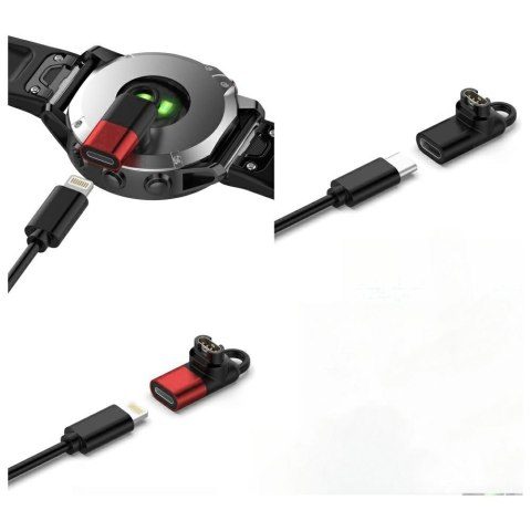 Adapter Lightning MajesticLine do ładowania zegarków Garmin czerwony