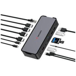 Adapter Verbatim stacja dokująca Pro 15w1 2xHDMI/1xRJ45/4xUSB-A/4xUSB-C/1xSD/1xmicroSD/1xAudio/1xDisplayPort szary 32171