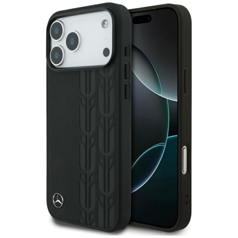 Etui Mercedes Leather Laurel Leaves MagSafe do iPhone 17 Pro Max czarny
