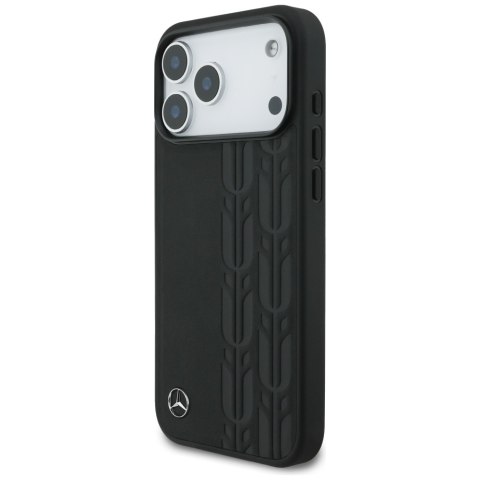 Etui Mercedes Leather Laurel Leaves MagSafe do iPhone 17 Pro Max czarny
