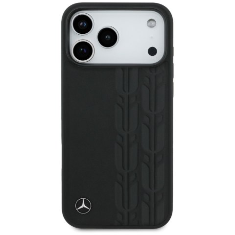 Etui Mercedes Leather Laurel Leaves MagSafe do iPhone 17 Pro Max czarny