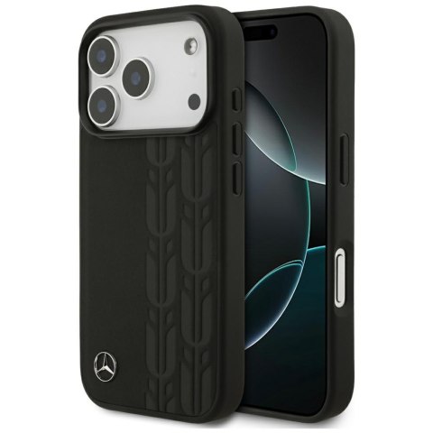 Etui Mercedes Leather Laurel Leaves MagSafe do iPhone 17 Pro czarny