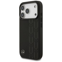 Etui Mercedes Leather Laurel Leaves MagSafe do iPhone 17 Pro czarny
