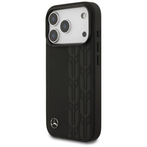 Etui Mercedes Leather Laurel Leaves MagSafe do iPhone 17 Pro czarny