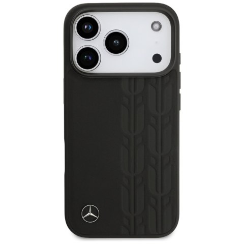 Etui Mercedes Leather Laurel Leaves MagSafe do iPhone 17 Pro czarny