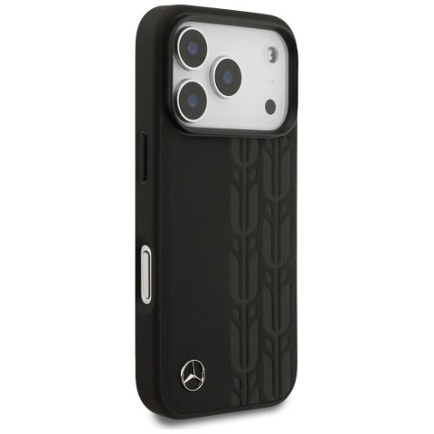 Etui Mercedes Leather Laurel Leaves MagSafe do iPhone 17 Pro czarny