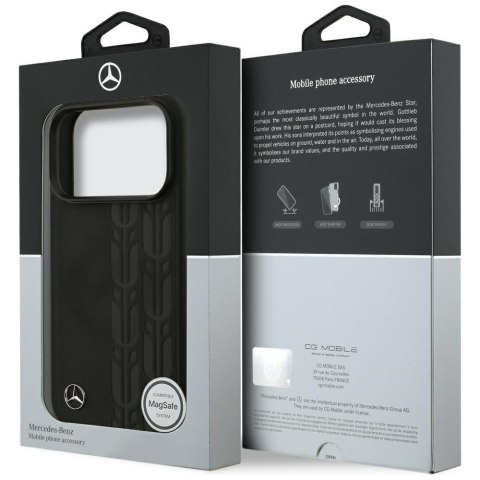 Etui Mercedes Leather Laurel Leaves MagSafe do iPhone 17 Pro czarny