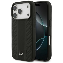 Etui Mercedes Leather Laurel Leaves Stripes MagSafe do iPhone 17 Pro czarny