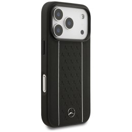 Etui Mercedes Leather Star Pattern Stripes MagSafe do iPhone 17 Pro czarny