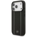 Etui Mercedes Leather Star Pattern Stripes MagSafe do iPhone 17 Pro czarny