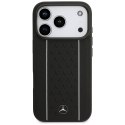 Etui Mercedes Leather Star Pattern Stripes MagSafe do iPhone 17 Pro czarny
