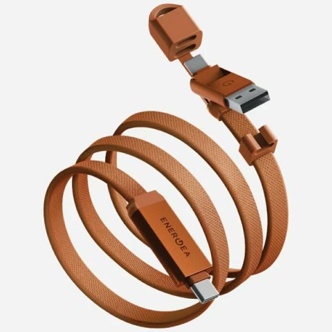 Kabel Energea Sheath Travel 2w1 USB-C do USB-C/USB-A 480Mbps 60W 1.2m pomarańczowy