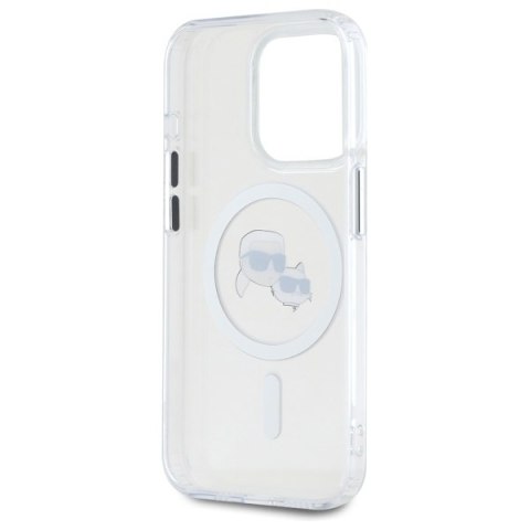 Karl Lagerfeld KLHMP15XHLSKCH iPhone 15 Pro Max 6.7" biały/white hardcase IML Metal Karl&Choupette Head MagSafe