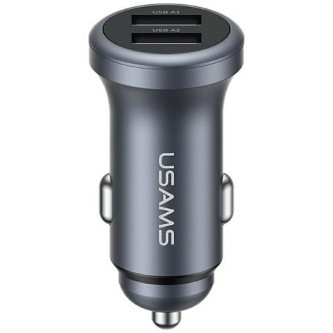 Ładowarka samochodowa USAMS CC320 Aluminium 2.4A 2xUSB-A tarnish