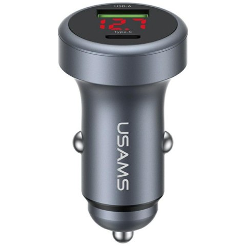 Ładowarka samochodowa USAMS CC327 Aluminium 45W USB-A USB-C tarnish