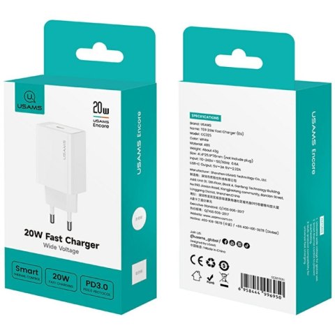 Ładowarka sieciowa USAMS T69 20W USB-C biały
