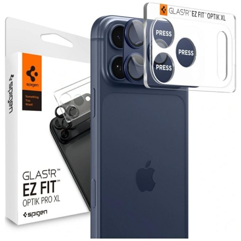 Ochrona na obiektyw aparatu Spigen Glas.Tr Camera EZ FIT Optik Pro XL do Apple iPhone 17 Pro Max niebieski