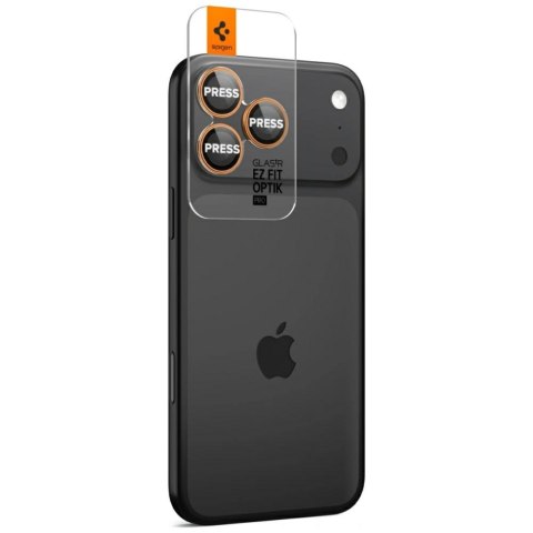 Osłona aparatu Spigen Optik Pro Glas.TR "EZ FIT" Camera Protector 2szt do iPhone 17 Pro Max / 16 Pro / 16 Pro Max pomarańczowy