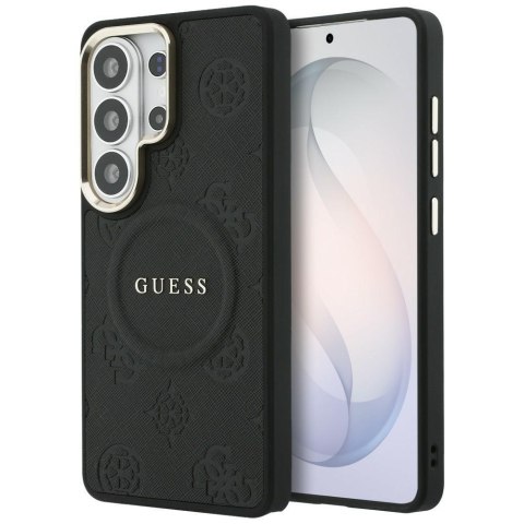 Etui Guess Saffiano Peony Embossed Ring MagSafe do Samsung Galaxy S26 Ultra czarny