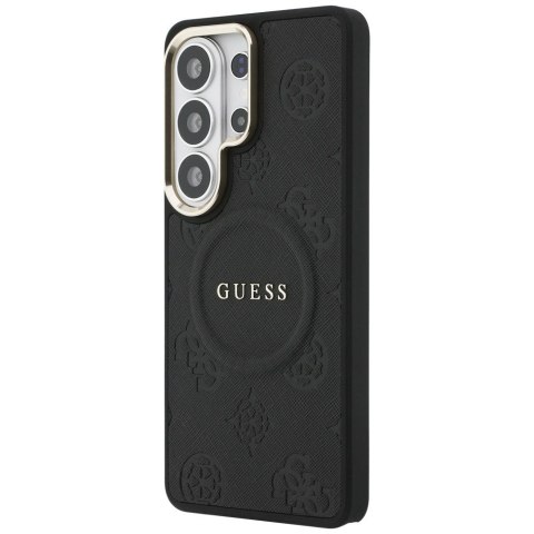 Etui Guess Saffiano Peony Embossed Ring MagSafe do Samsung Galaxy S26 Ultra czarny