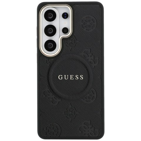 Etui Guess Saffiano Peony Embossed Ring MagSafe do Samsung Galaxy S26 Ultra czarny
