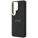 Etui Guess Saffiano Peony Embossed Ring MagSafe do Samsung Galaxy S26 Ultra czarny