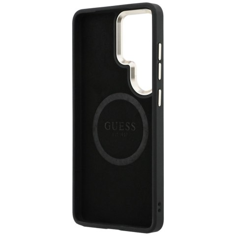Etui Guess Saffiano Peony Embossed Ring MagSafe do Samsung Galaxy S26 Ultra czarny