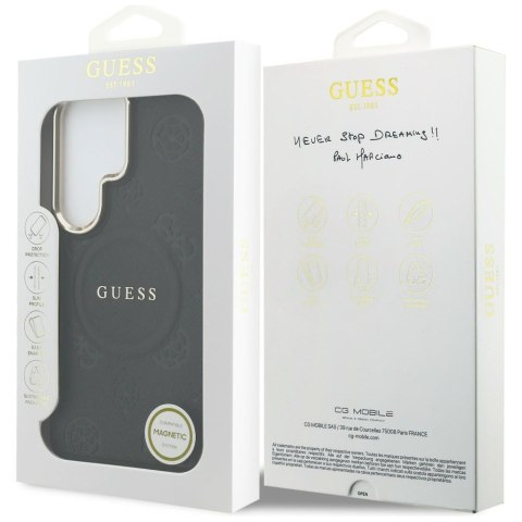 Etui Guess Saffiano Peony Embossed Ring MagSafe do Samsung Galaxy S26 Ultra czarny
