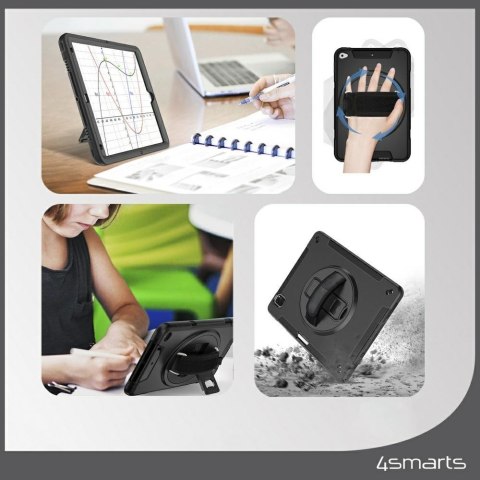 Pancerne etui z uchwytem 4smarts Rugged Case Grip do Samsung Galaxy Tab S10 Lite / S10 FE / S9 FE / S9 / S8 / S7 czarny